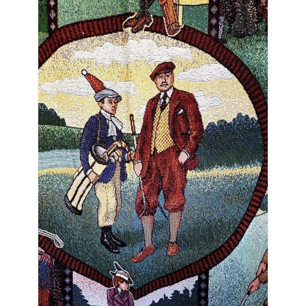 American Weavers Vintage Tapestry Blanket Golf Themed